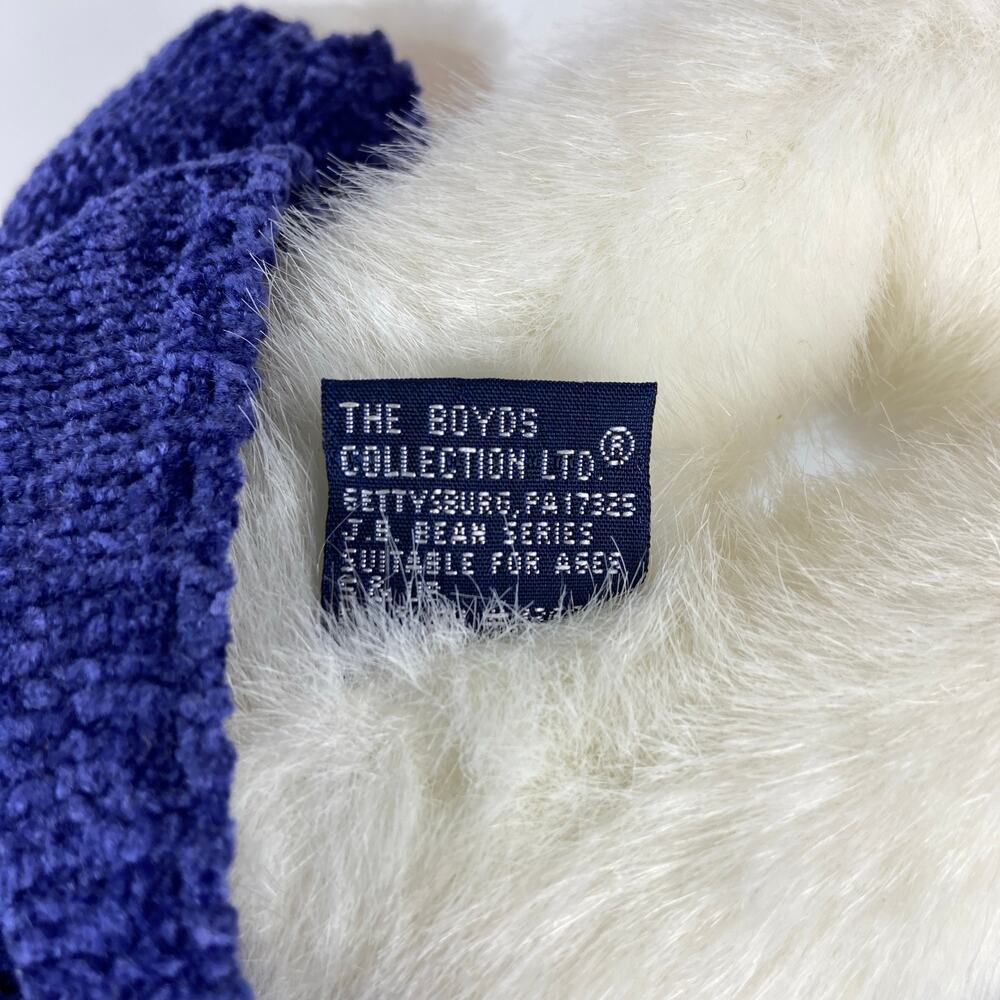 Boyds Collection 1999 20th Anniversary White Bear Plush Toy Blue Sweater 8" - Picture 10 of 12